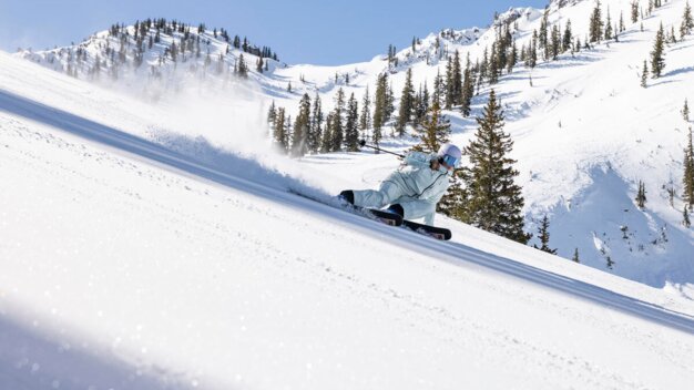 Skier on snow covered slope