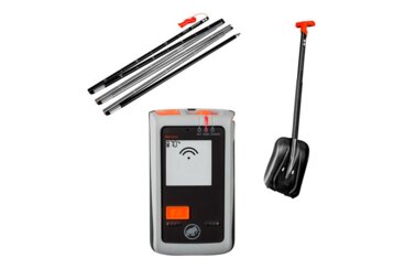 Avalanche safety kit: shovel, probe, and transceiver