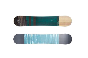 Top and bottom view of a snowboard