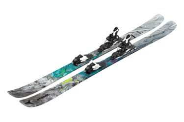 Pair of Atomic Bent 85 skis with bindings