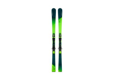 Deux skis verts Elan Amphibio 16TI avec fixations.