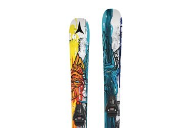Skis Atomic avec motif de loup solaire et de loup des glaces