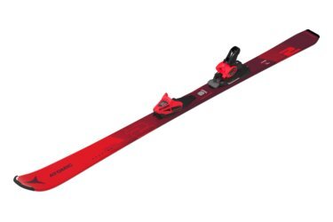 Ski Atomic Redster rouge avec fixations.