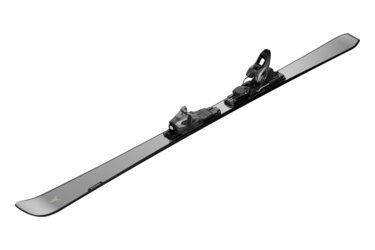 A single gray ski with black bindings.