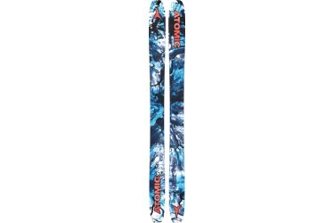 Atomic skis with blue marbled pattern