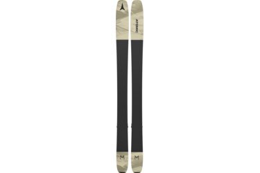 Une paire de skis Atomic avec un design gris et beige.