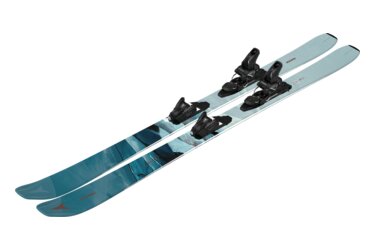 Une paire de skis Atomic Maven avec fixations.