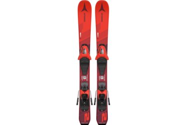 Skis rouges Atomic Redster J2 avec fixations.