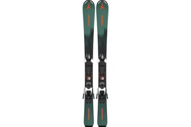 A pair of Atomic Maverick skis with bindings.