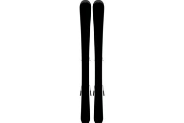 A pair of skis on a black background.