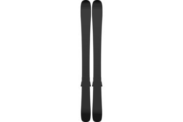 Two black skis with bindings
