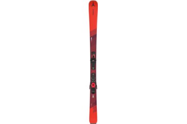 Red Atomic Redster ski with bindings