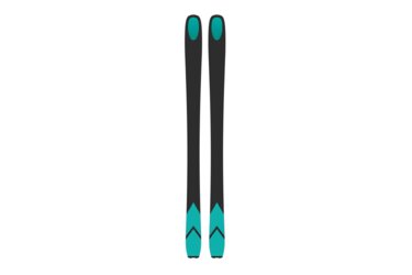 Une paire de skis noirs avec des accents turquoise.