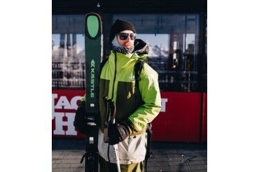 Skier with Kästle skis and North Face jacket.