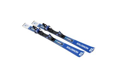 Ein Paar blaue Salomon S/Race GS 10 Skier