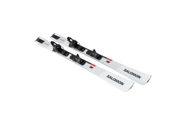 Paire de skis Salomon blancs avec fixations
