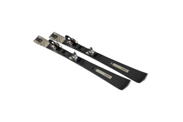 A pair of Salomon skis with bindings