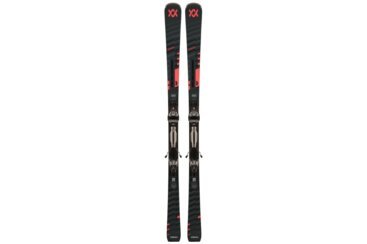 Ein Paar Völkl Peregrine 72 Ski mit Bindungen