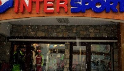Intersport store covered in snow