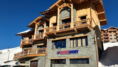 Building with Intersport sign in a ski resort