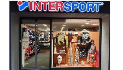 Intersport store with display window and entrance