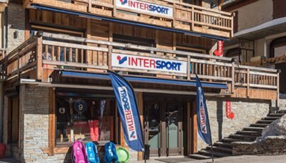 Intersport store in a wooden building