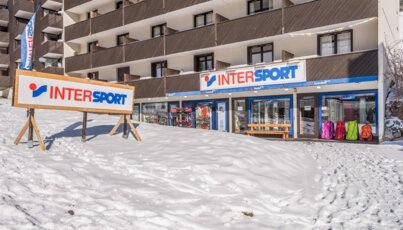 Intersport store in a snowy environment