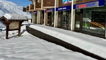 Intersport store covered in snow