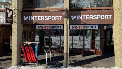 Intersport store with ski equipment